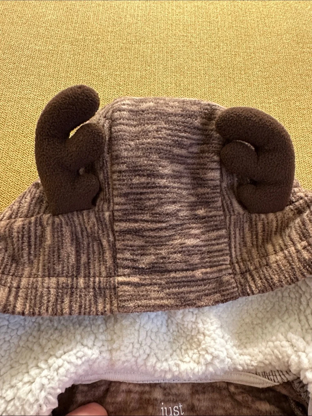 Brown Reindeer Hooded Baby One-Piece Footie with Festive Lights